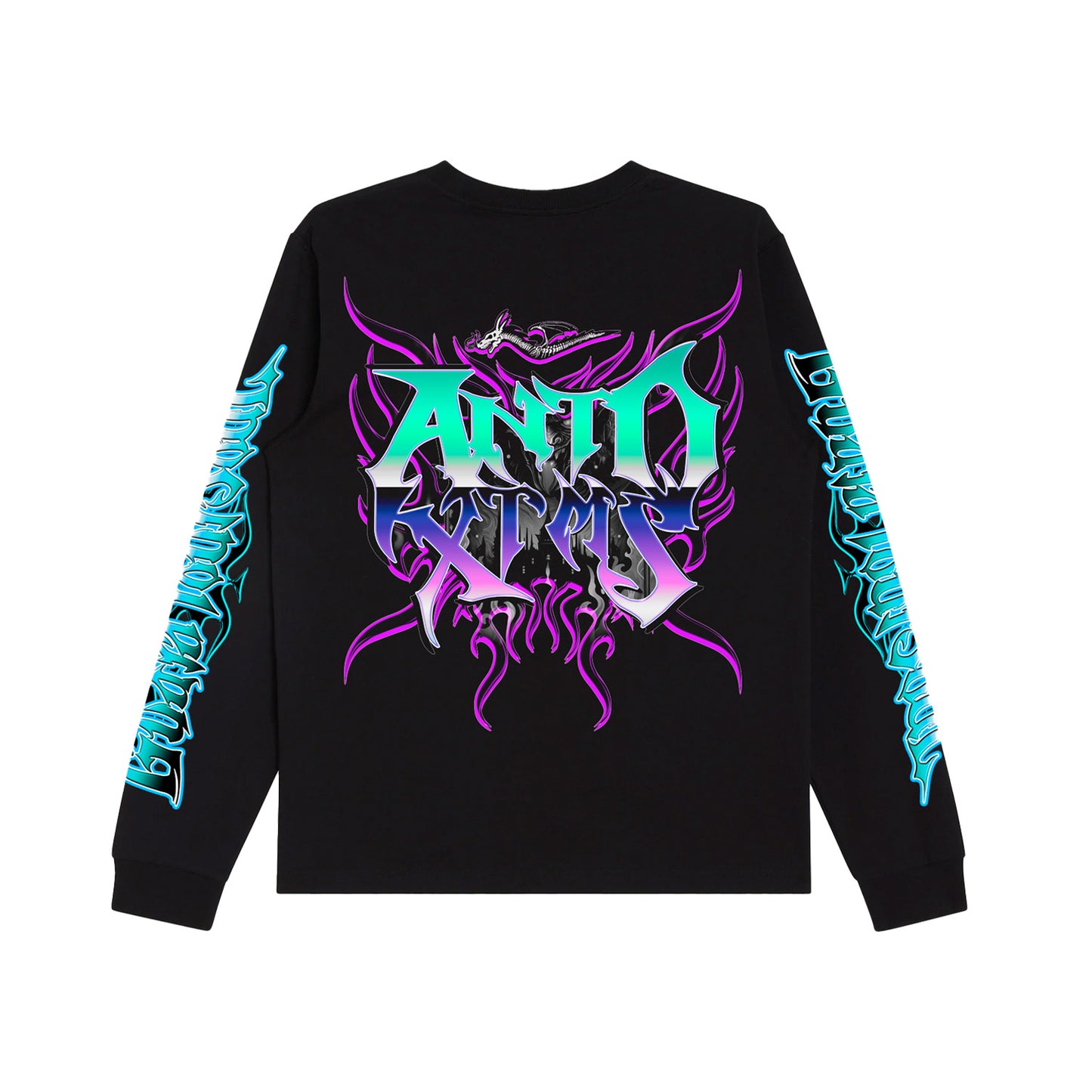 GYS FLAME DRAGON L/S SHIRT 'BLK x ELECTRIC BLUE'