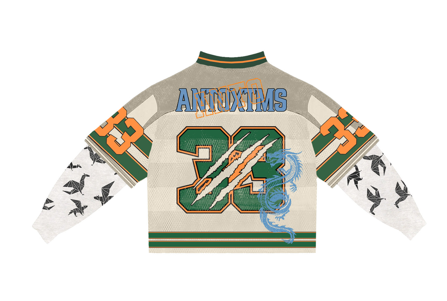 DOUBLE L/S FOOTBALL MESH JERSEY (NUDE/GREEN)