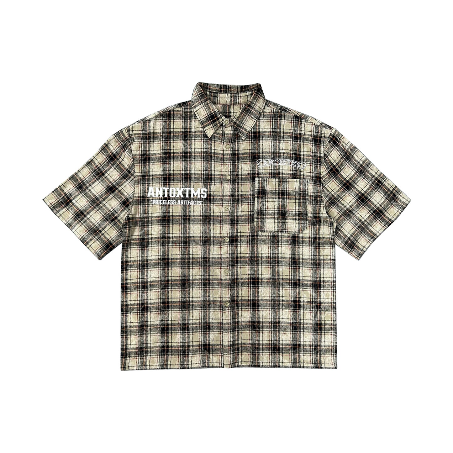 ANTO 'PRICELESS' PLAID S/S BUTTON SHIRT - BROWN
