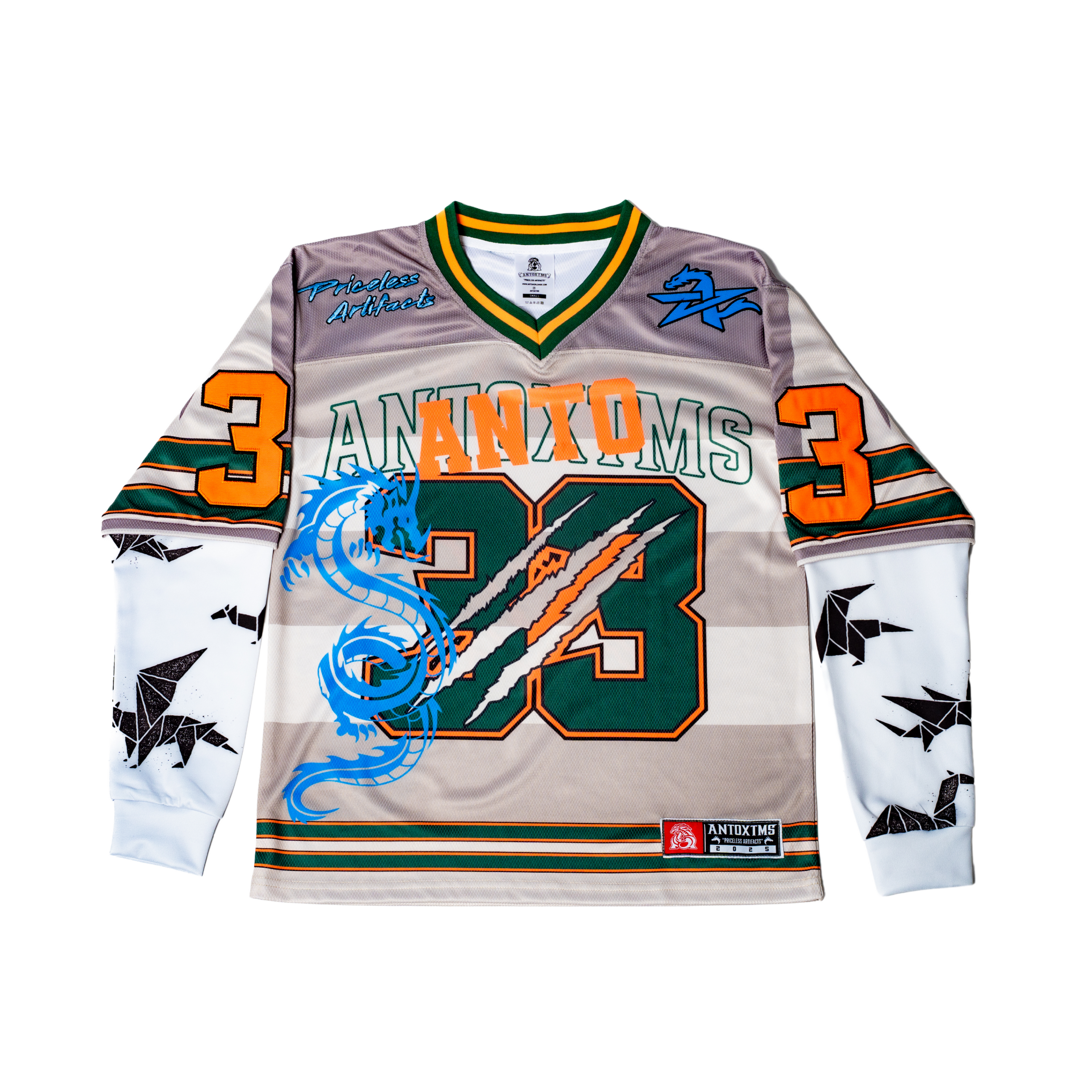 DOUBLE L/S FOOTBALL MESH JERSEY (NUDE/GREEN)