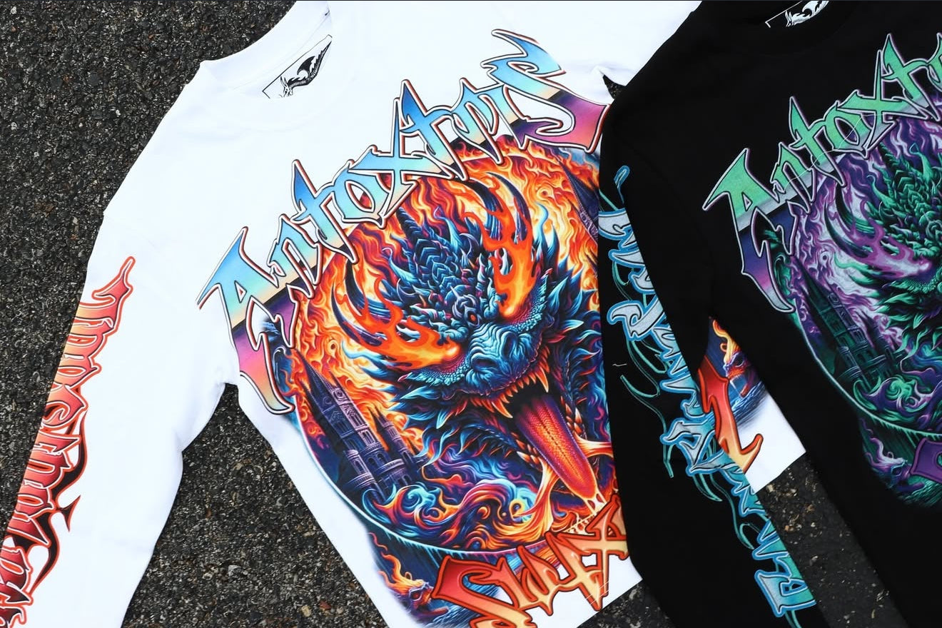 GYS FLAME DRAGON L/S SHIRT 'WHITE x FLAME RED'