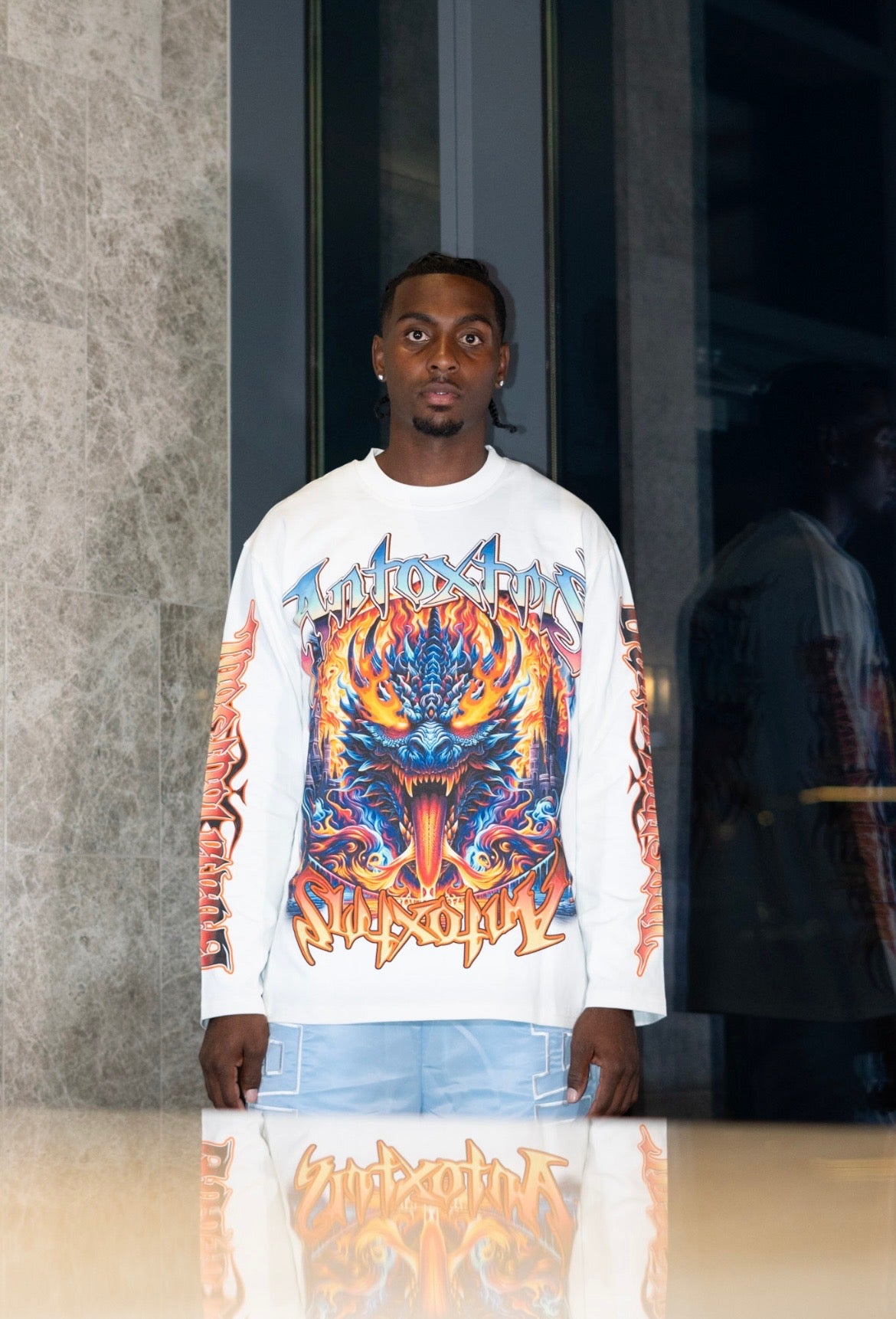 GYS FLAME DRAGON L/S SHIRT 'WHITE x FLAME RED'