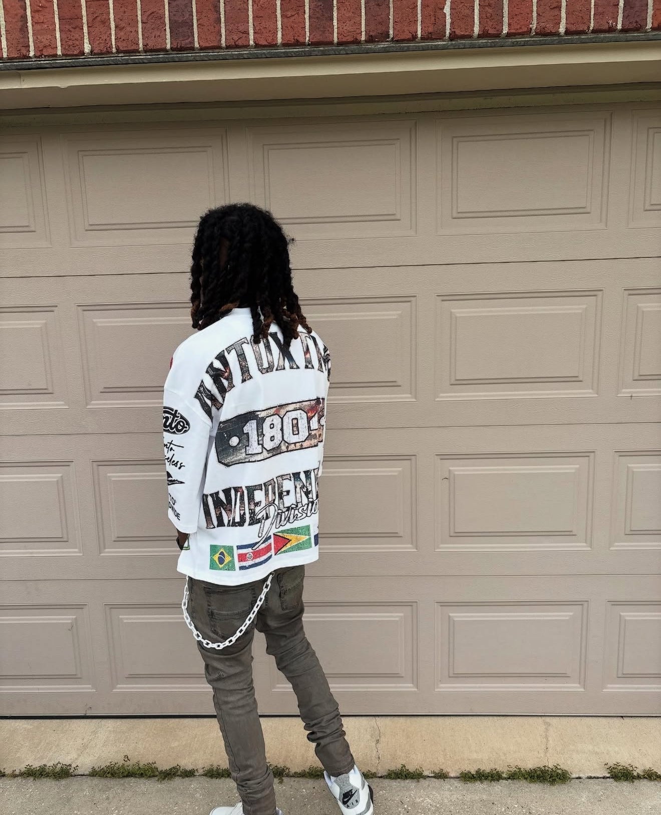 'FREEDOM' DROP SHOULDER CROPPED TEE - WHITE