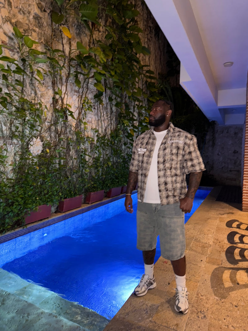 ANTO 'PRICELESS' PLAID S/S BUTTON SHIRT - BROWN