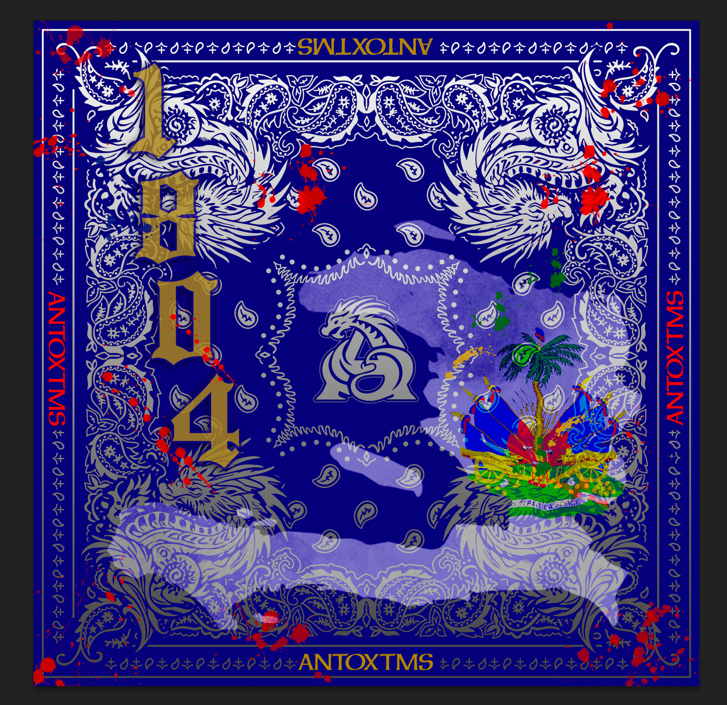 1804 HAITI 🇭🇹 BANDANA - 33x34