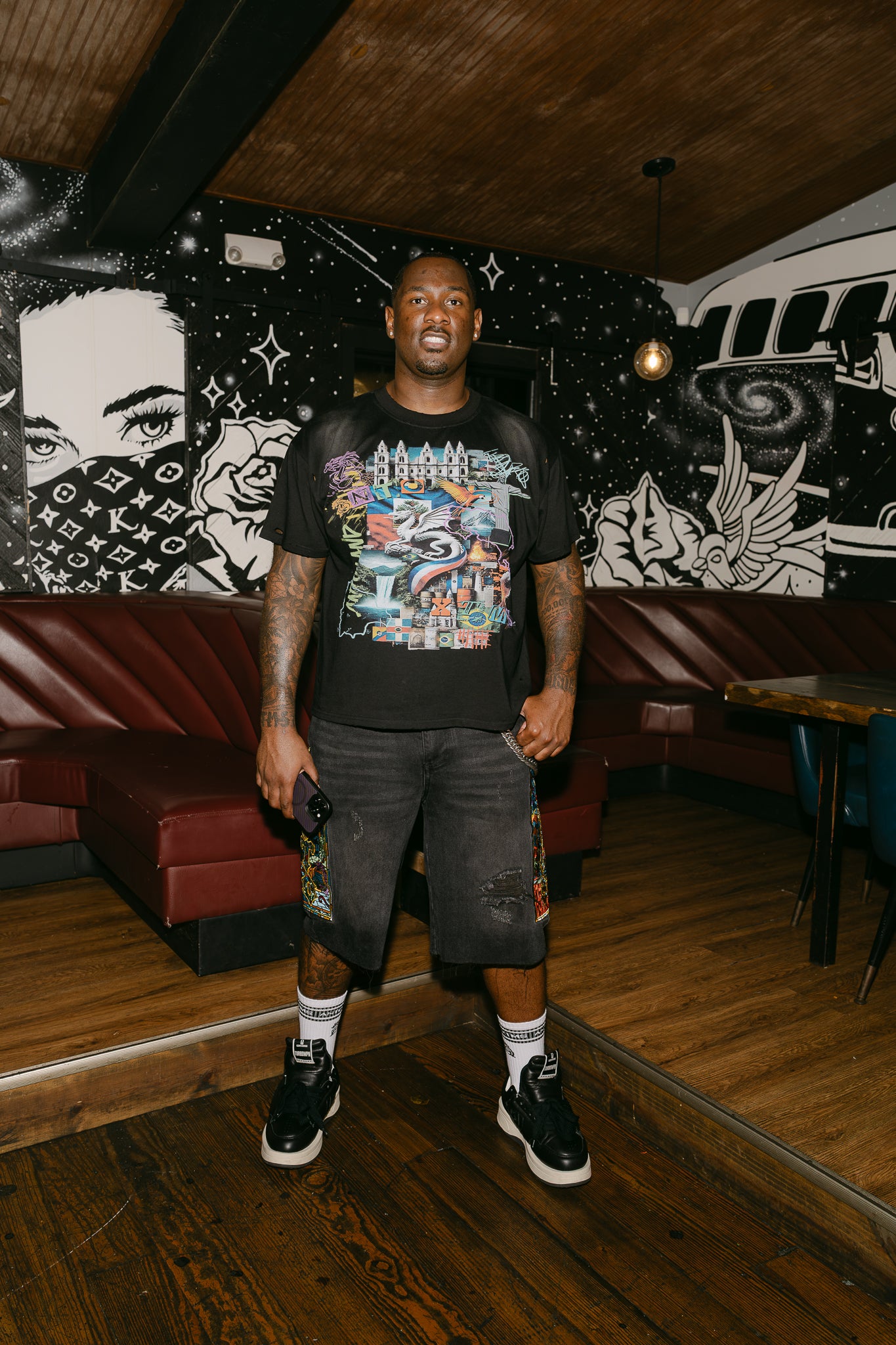 'Antoworld Collage' S/S Vintage Cut Shirt - BLK