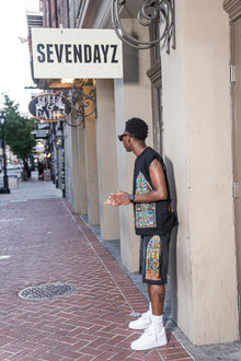 MOSAIC DISTRESSED JORTS V2 - FADED BLACK