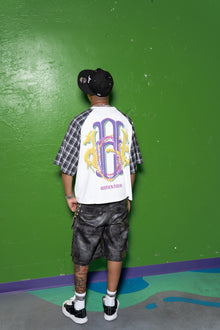 MG RAGLAN S/S TEE BLK PLAID 'THROW ME SUM B*TCH'