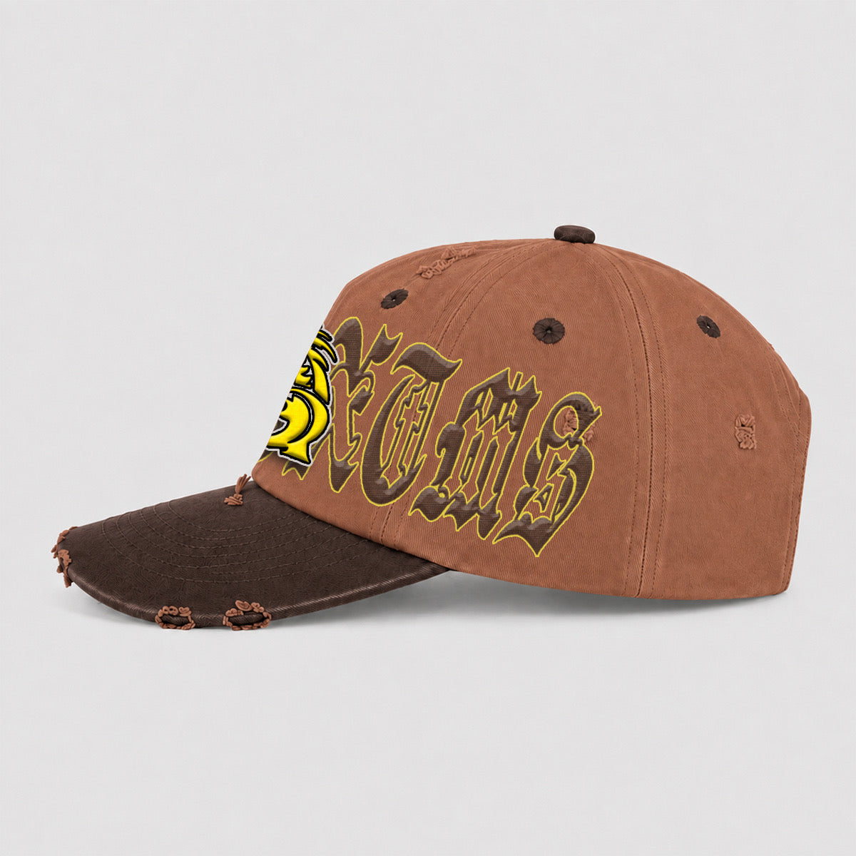 ANTOXTMS Distressed Adjustable Cap – Yellow & Brown
