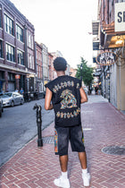 MOSAIC DISTRESSED JORTS V2 - FADED BLACK