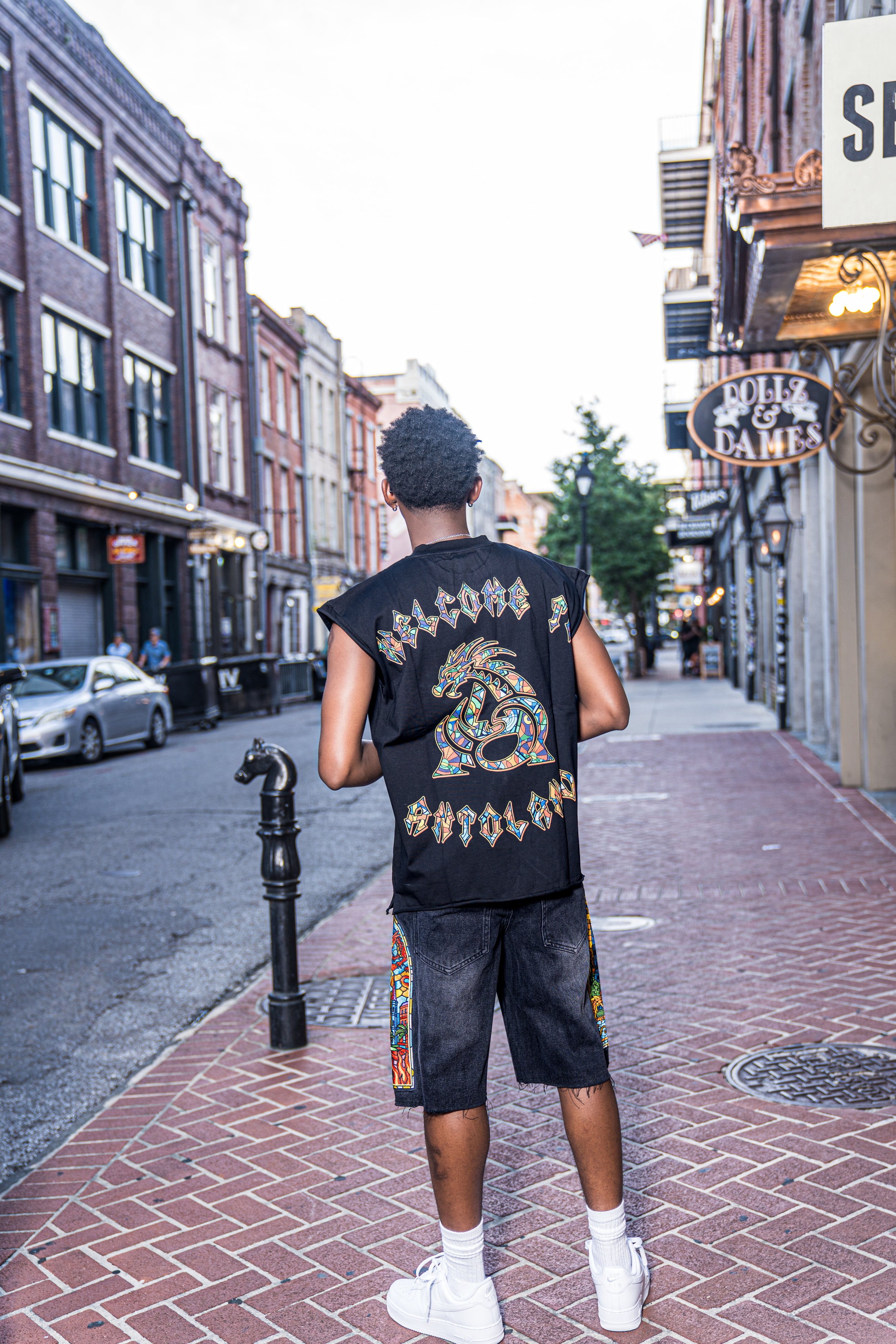 MOSAIC DISTRESSED JORTS V2 - FADED BLACK