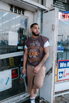 SUMMER CLUB STITCH SLEEVELESS TEE (BROWN)