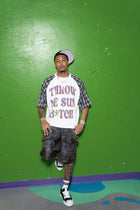 MG RAGLAN S/S TEE BLK PLAID 'THROW ME SUM B*TCH'