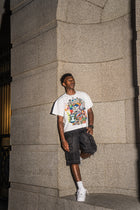 DENIM EMBOSSED CARGO SHORT- FADED BLACK