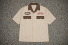 Bowler Button Down Shirt -Pinstripe Brown SHIP 6/15