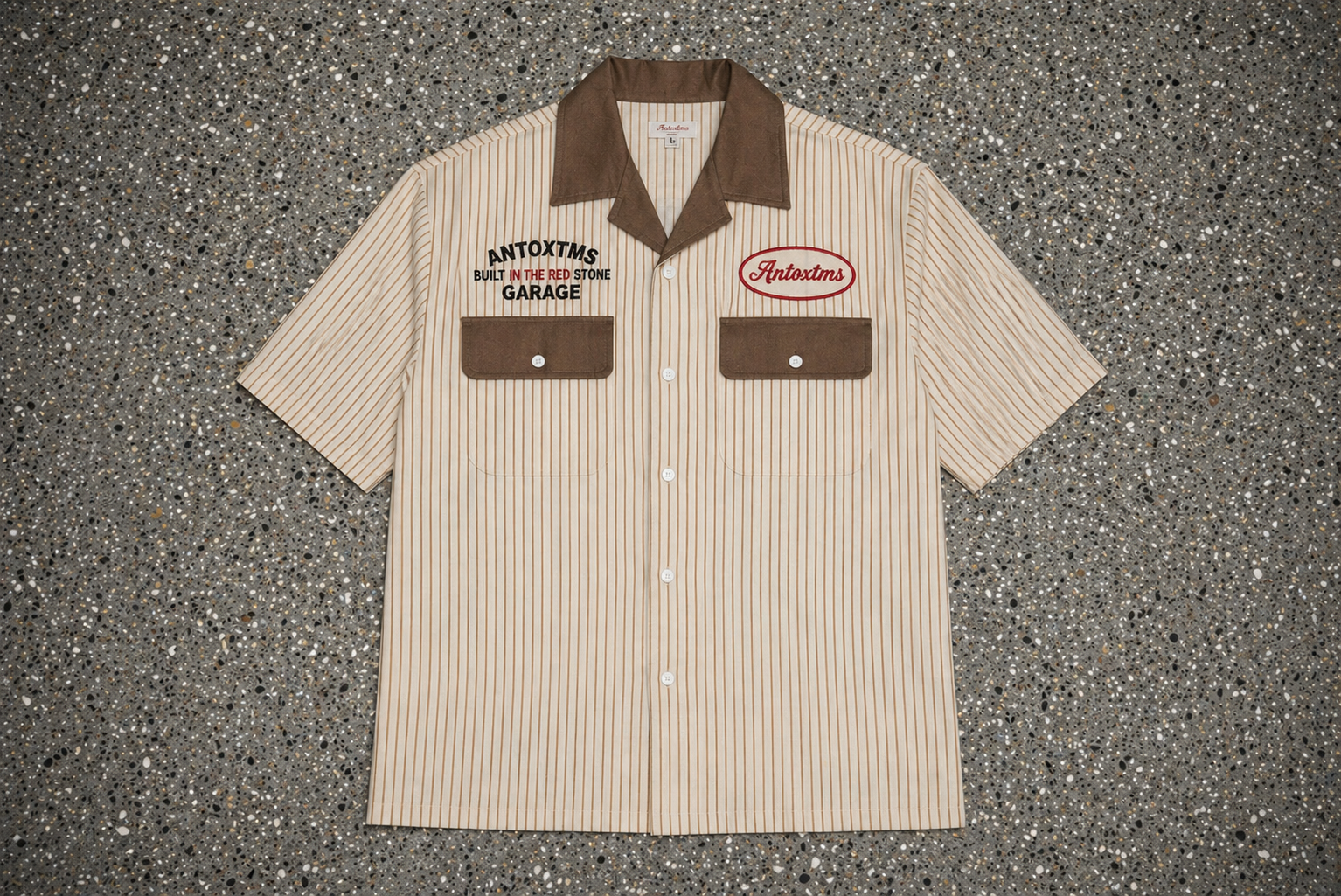 Bowler Button Down Shirt -Pinstripe Brown SHIP 6/15