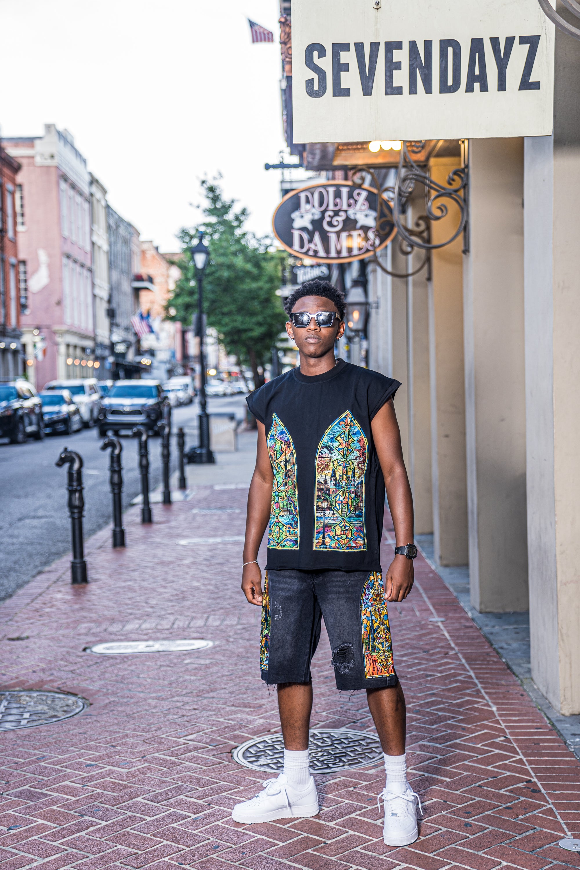 MOSAIC DISTRESSED JORTS V2 - FADED BLACK