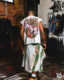 Rhinestone 'Anto 1975' Sleeveless Shirt - WHITE