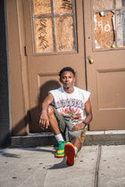 Rhinestone 'Anto 1975' Sleeveless Shirt - WHITE