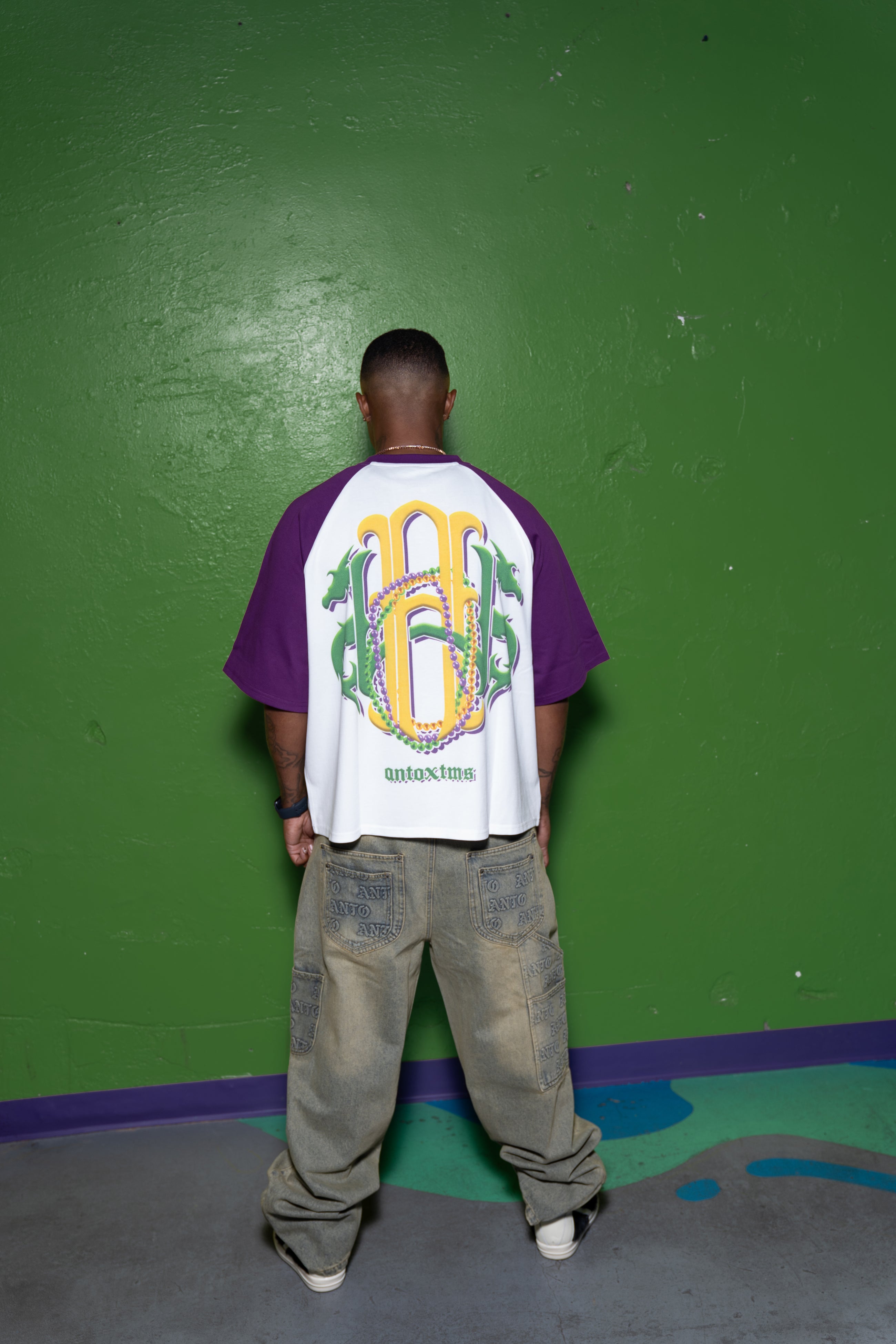 MG RAGLAN S/S TEE PURPLE 'THROW ME SUM B*TCH'