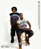 Rhinestone 'Anto 1975' Sleeveless Shirt - BLACK