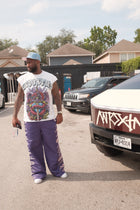 Rhinestone 'Anto 1975' Sleeveless Shirt - WHITE