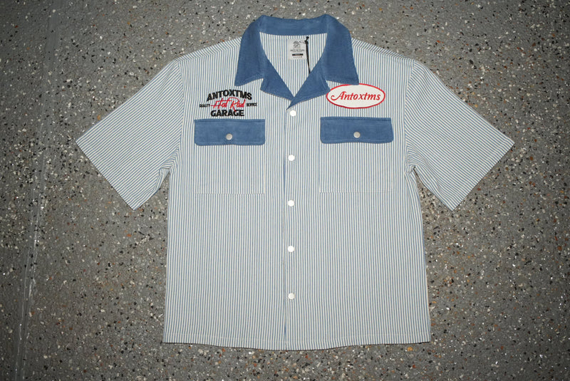 Bowler Button Down Shirt - Pinstripe Blue SHIP 6/15