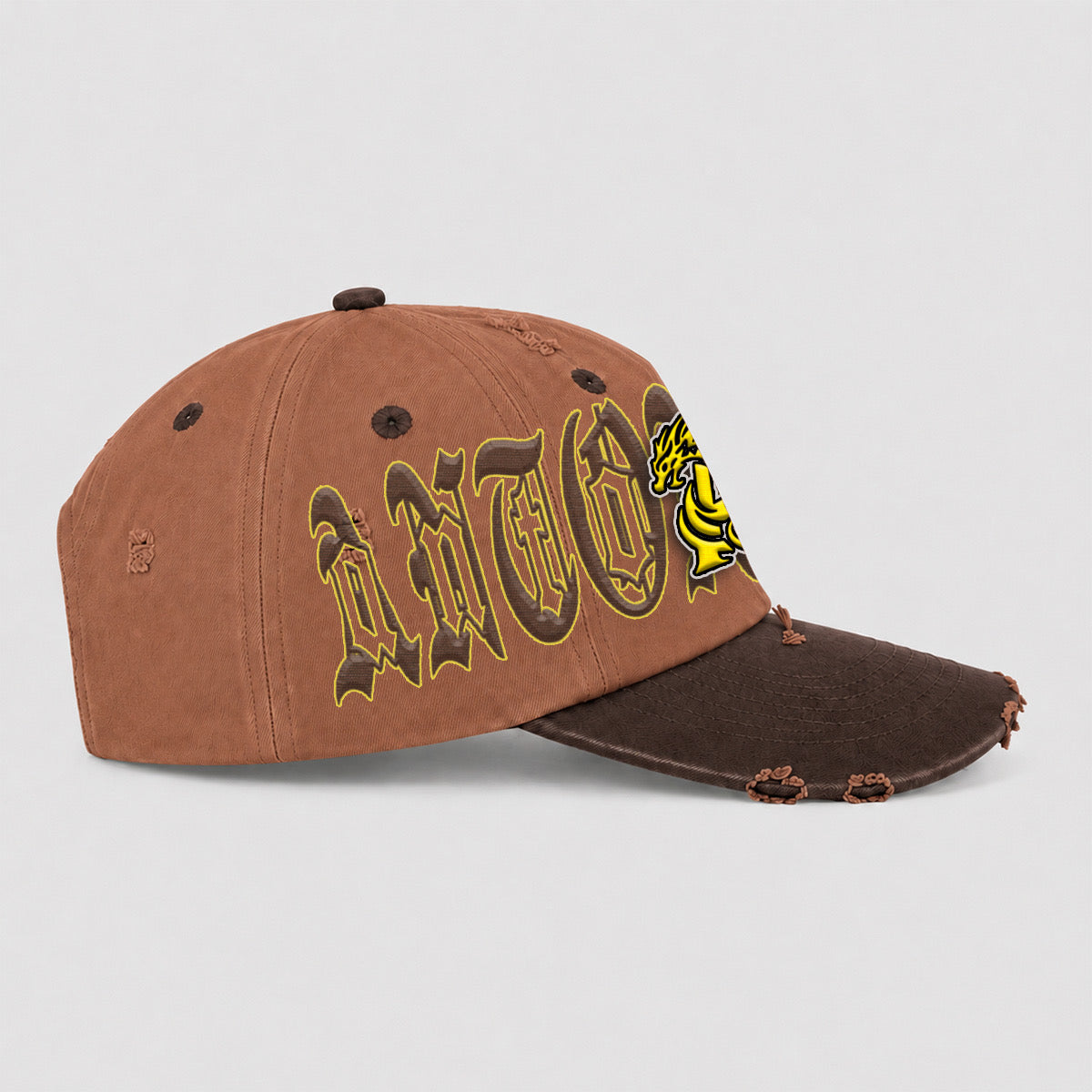 ANTOXTMS Distressed Adjustable Cap – Yellow & Brown