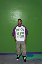 MG RAGLAN S/S TEE PURPLE 'THROW ME SUM B*TCH'