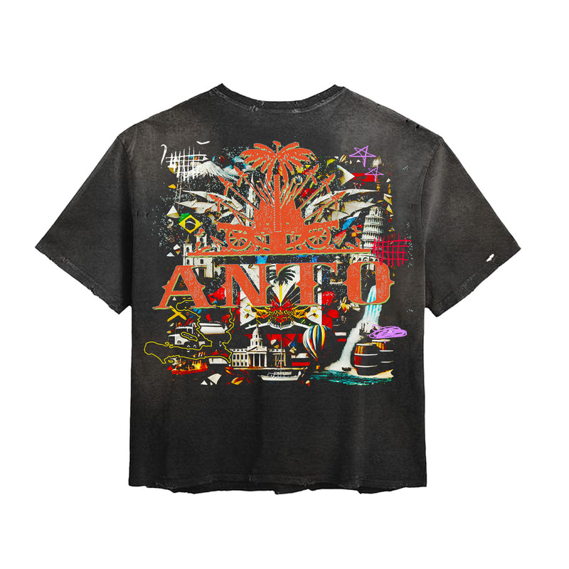 'Antoworld Collage' S/S Vintage Cut Shirt - BLK
