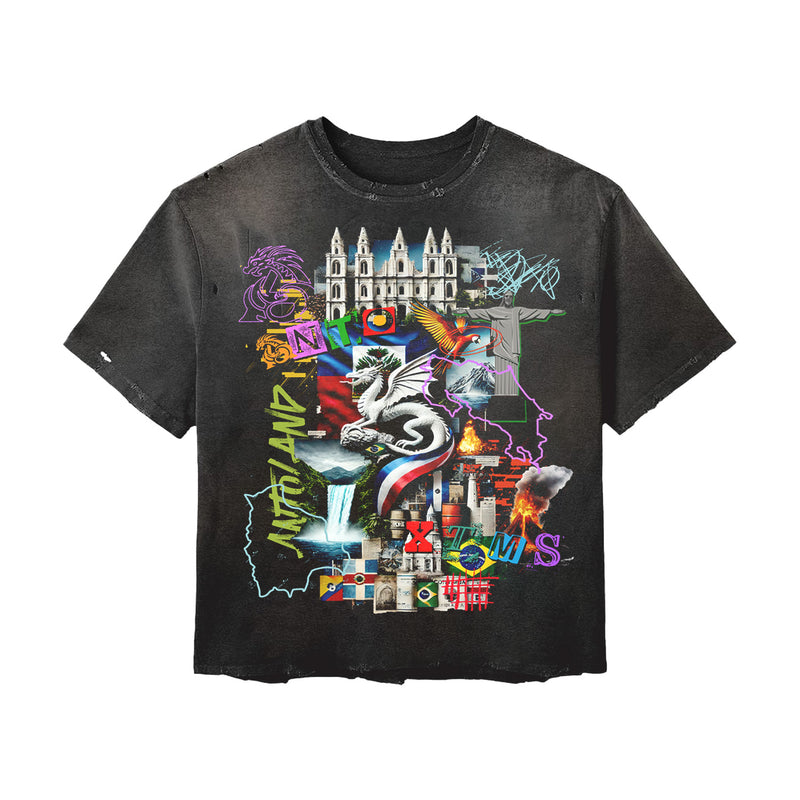 'Antoworld Collage' S/S Vintage Cut Shirt - BLK