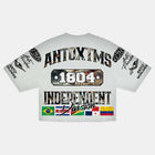 'FREEDOM' DROP SHOULDER CROPPED TEE - WHITE