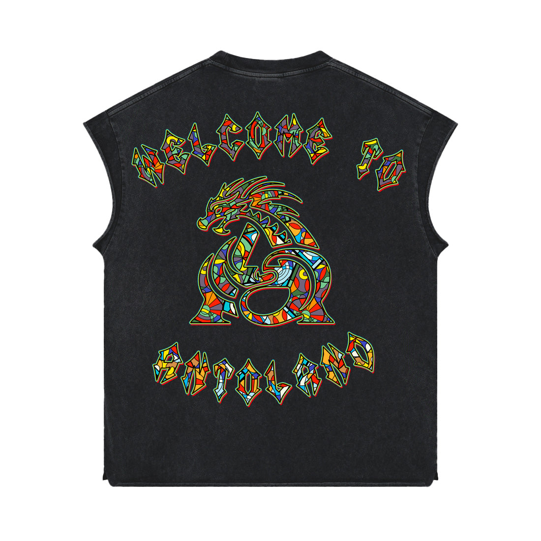 Mosaic 'ANTOWORLD' Sleeveless Shirt - BLK