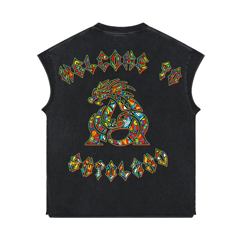 Mosaic 'ANTOWORLD' Sleeveless Shirt - BLK