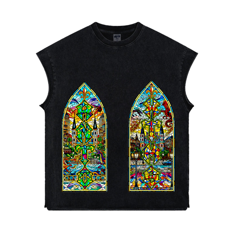 Mosaic 'ANTOWORLD' Sleeveless Shirt - BLK