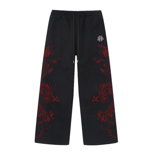 STONE DRAGON SWEATPANTS 'BLACK x RED'