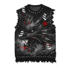 DISTRESSED BEAST KNITTED VEST 'BLACK'