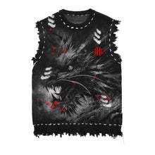 DISTRESSED BEAST KNITTED VEST 'BLACK'
