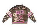 DOUBLE L/S FOOTBALL MESH JERSEY (BROWN/PINK)