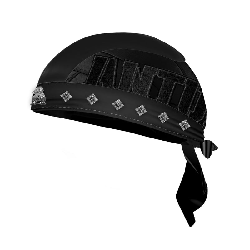 LEATHER STUDDED BIKER CAP - BLKOUT