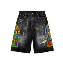 MOSAIC DISTRESSED JORTS V2 - FADED BLACK