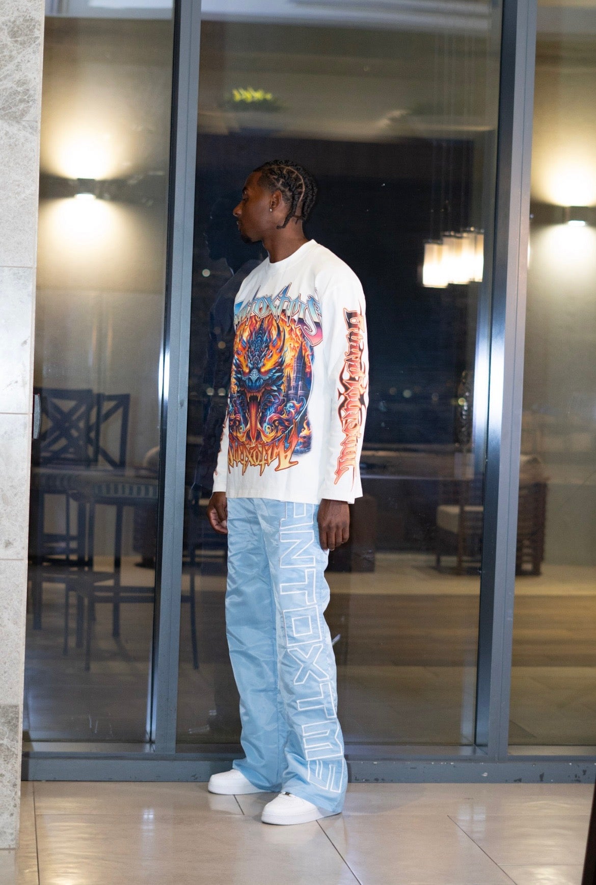 GYS FLAME DRAGON L/S SHIRT 'WHITE x FLAME RED'