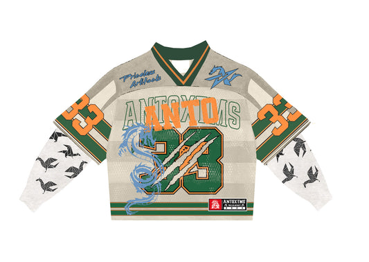DOUBLE L/S FOOTBALL MESH JERSEY (NUDE/GREEN)