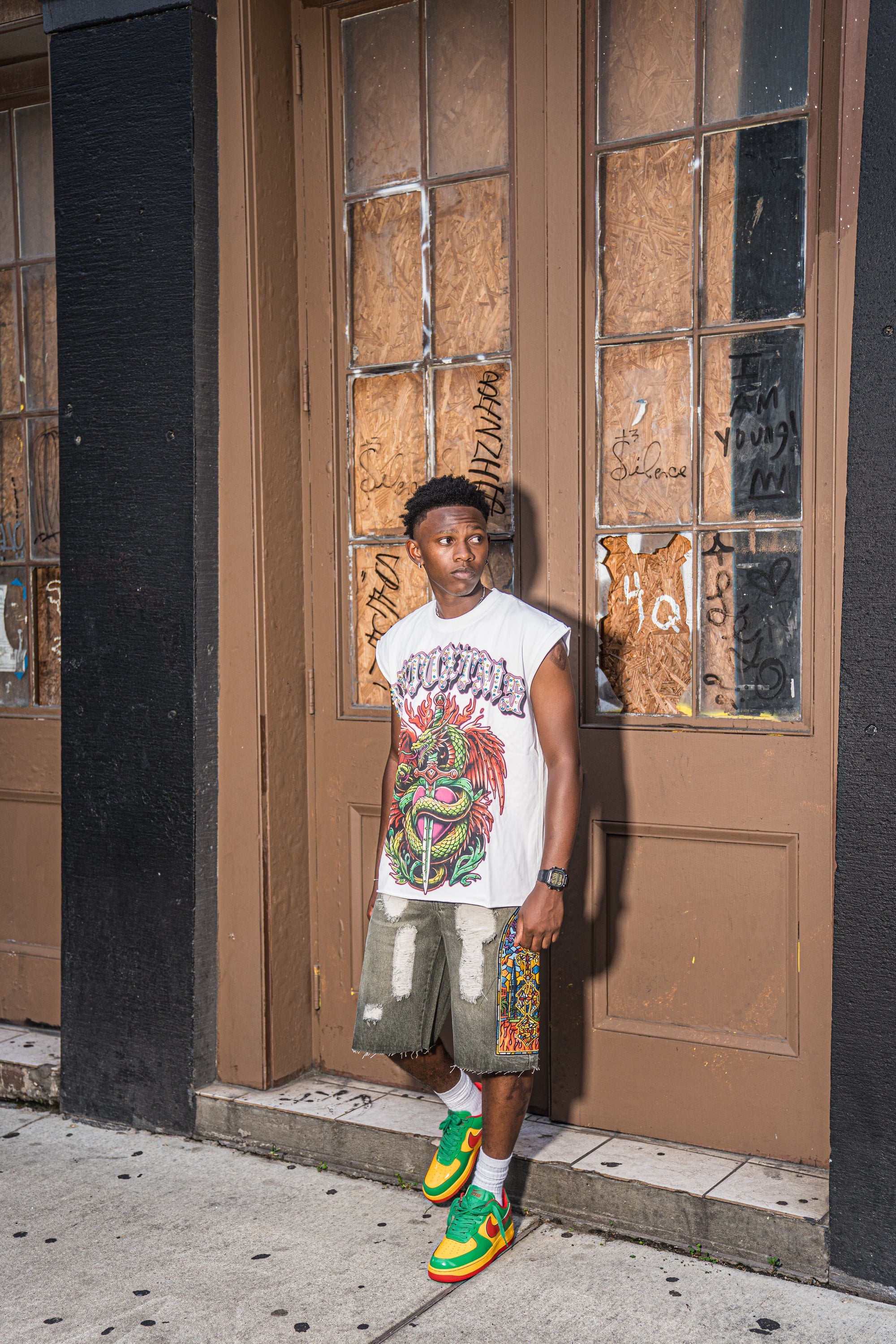 MOSAIC DISTRESSED JORTS V2 - DIRTY WASH