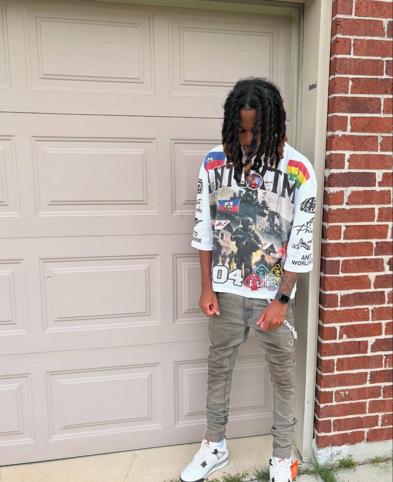 'FREEDOM' DROP SHOULDER CROPPED TEE - WHITE