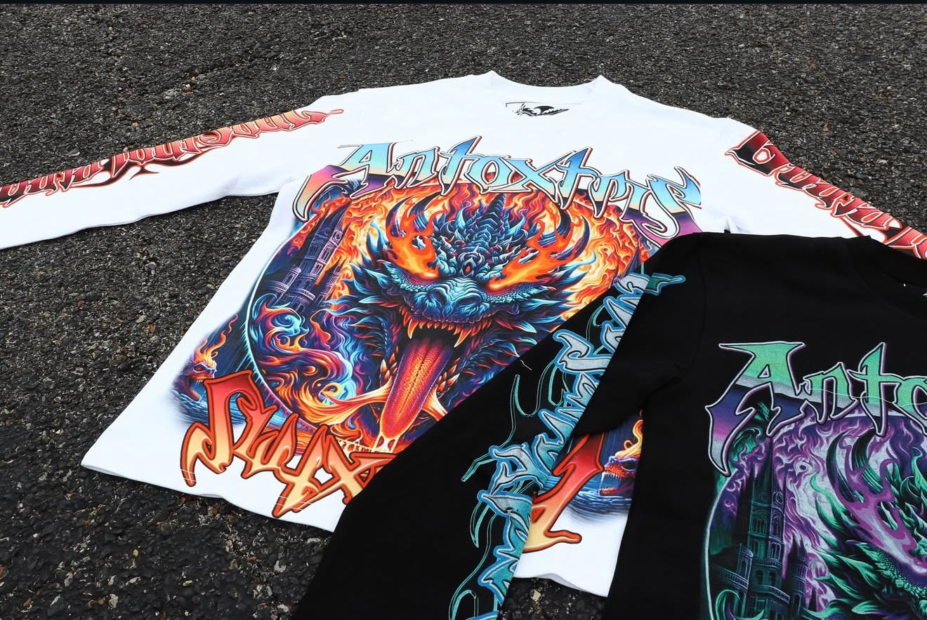 GYS FLAME DRAGON L/S SHIRT 'WHITE x FLAME RED'