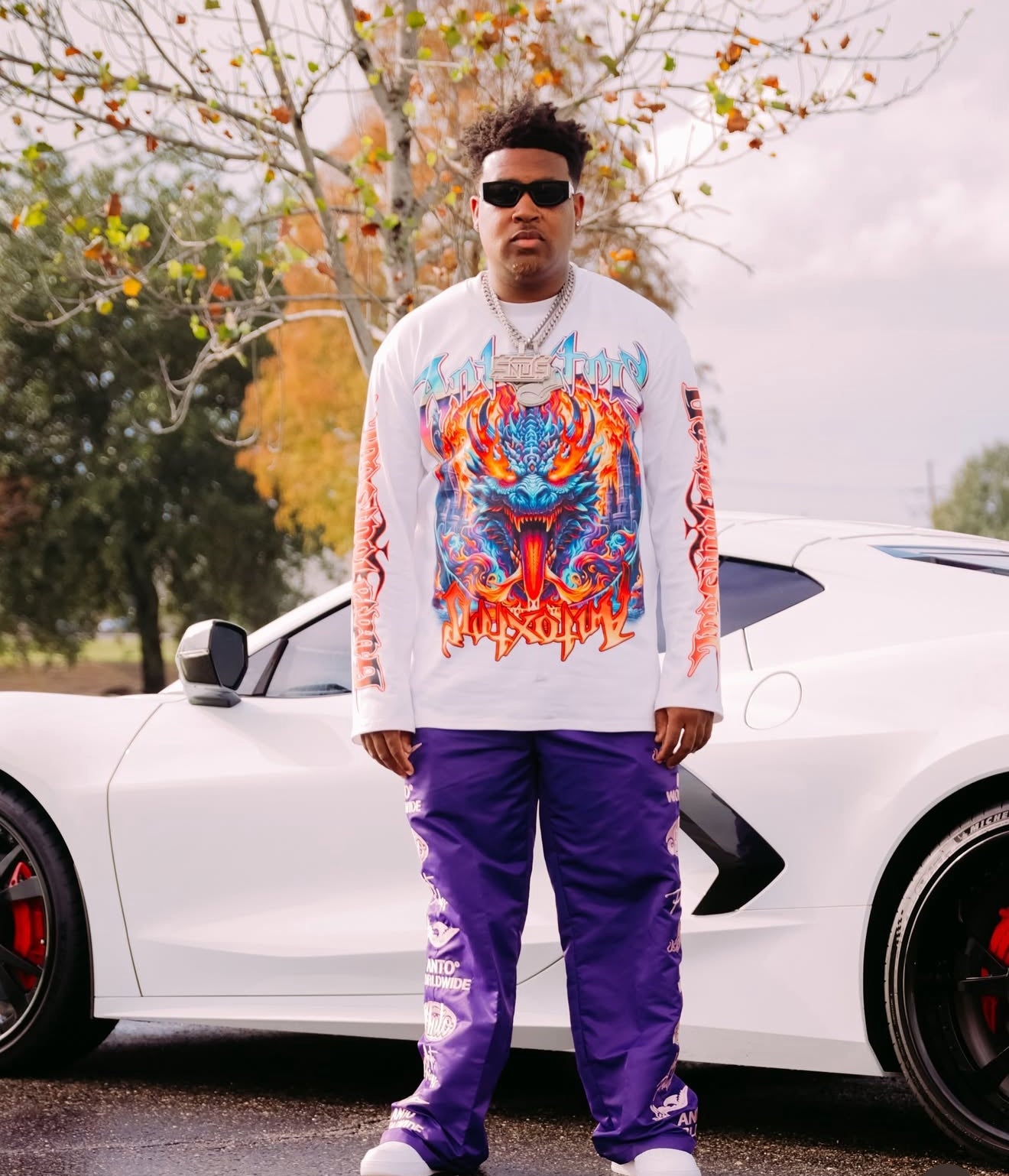 GYS FLAME DRAGON L/S SHIRT 'WHITE x FLAME RED'