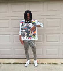 'FREEDOM' DROP SHOULDER CROPPED TEE - WHITE