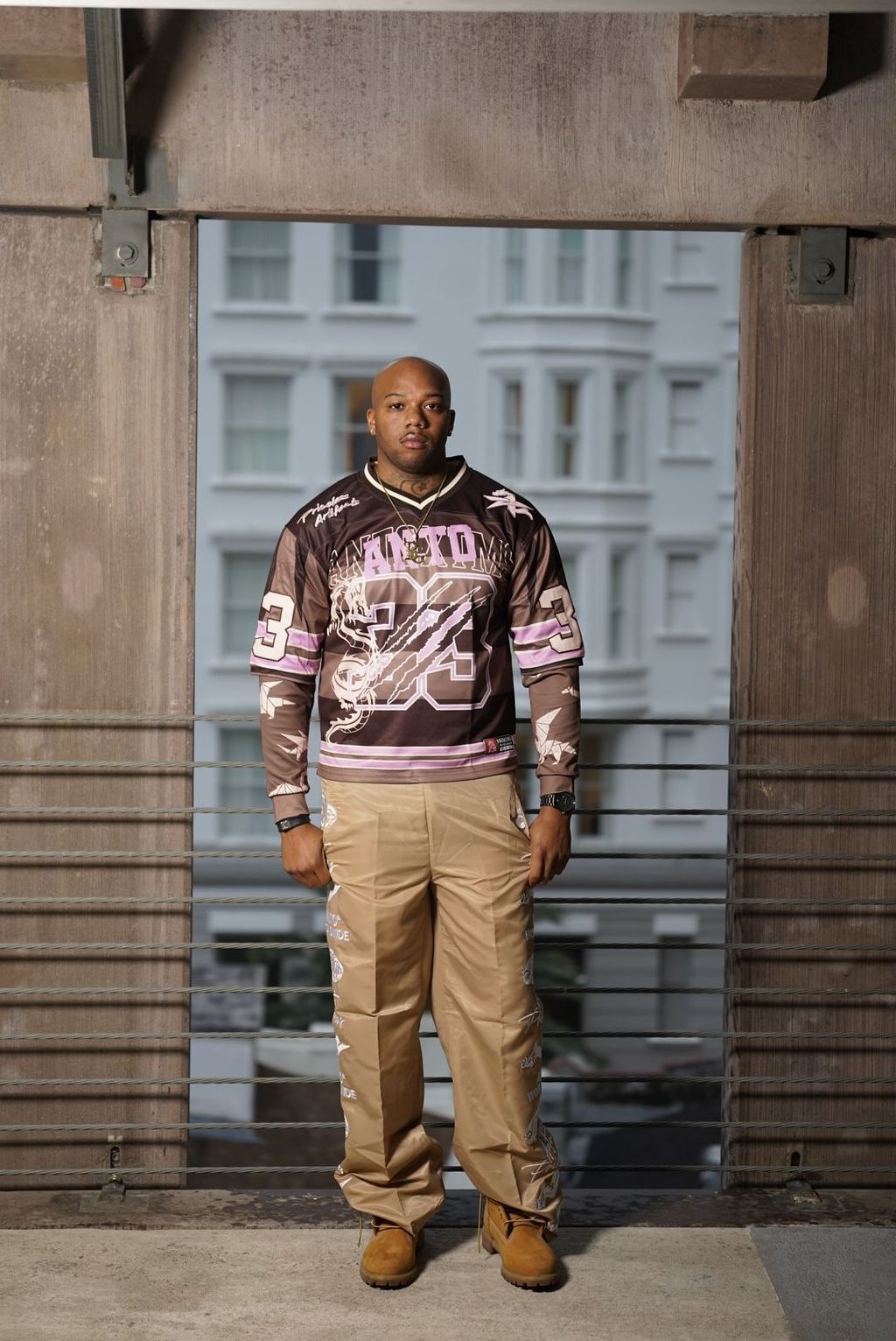 DOUBLE L/S FOOTBALL MESH JERSEY (BROWN/PINK)