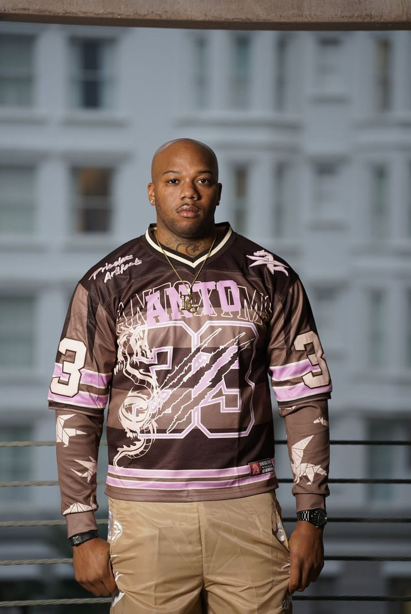 DOUBLE L/S FOOTBALL MESH JERSEY (BROWN/PINK)